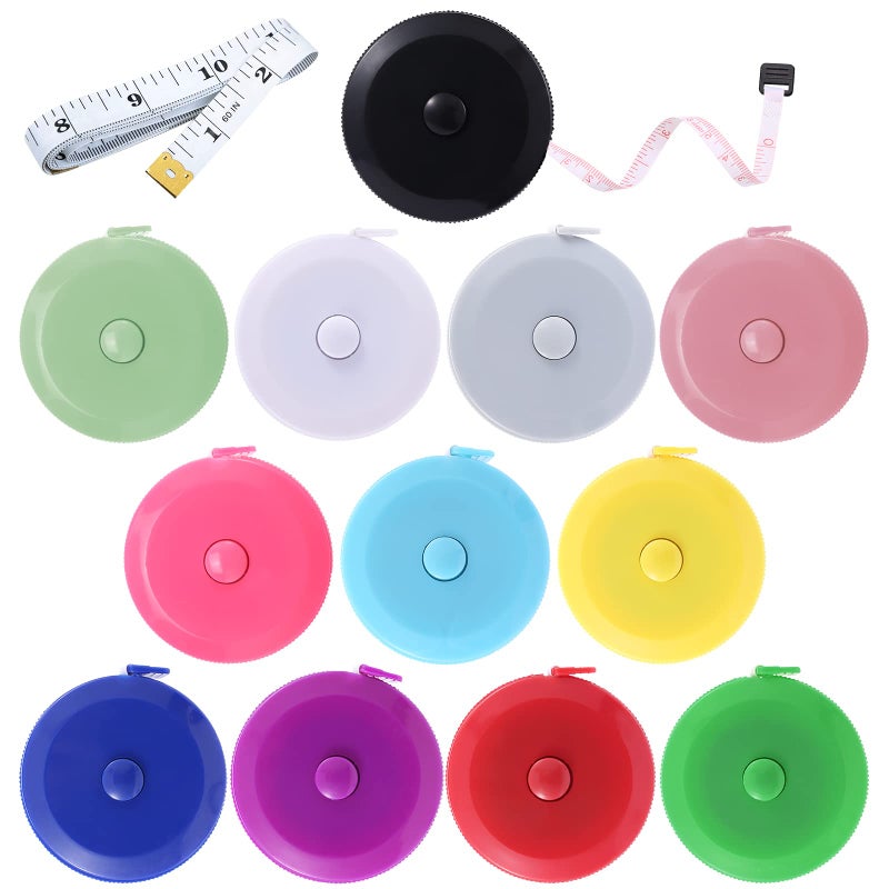 Tape Measure Body Measuring Tape Retractable 60 Inch Soft Mini Measuring Tape Small Sewing Fabric Tape Ruler for Cloth Waist Medical Nursing Craft12 Pack