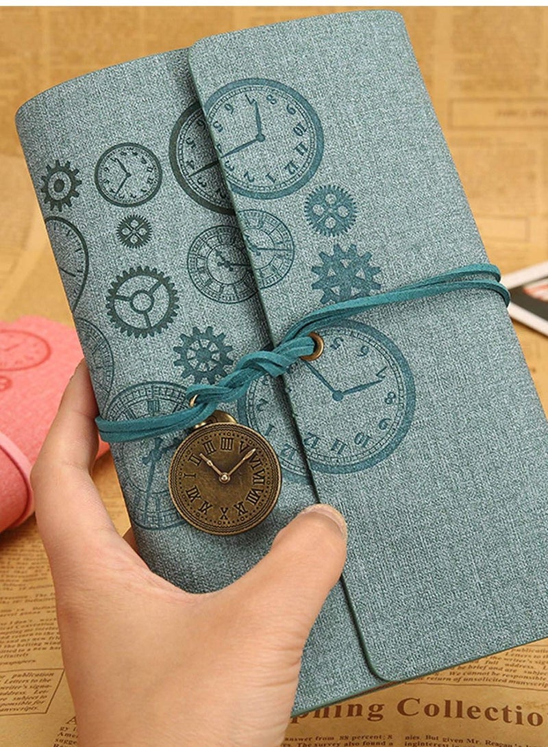 SYOSI Leather Writing Journal Notebook Vintage Leather-bound Classic Spiral Bound Notepad Refillable Diary Sketchbook with Unlined Travel Retro Pendants for Girls and Boys(Green) - Image 3