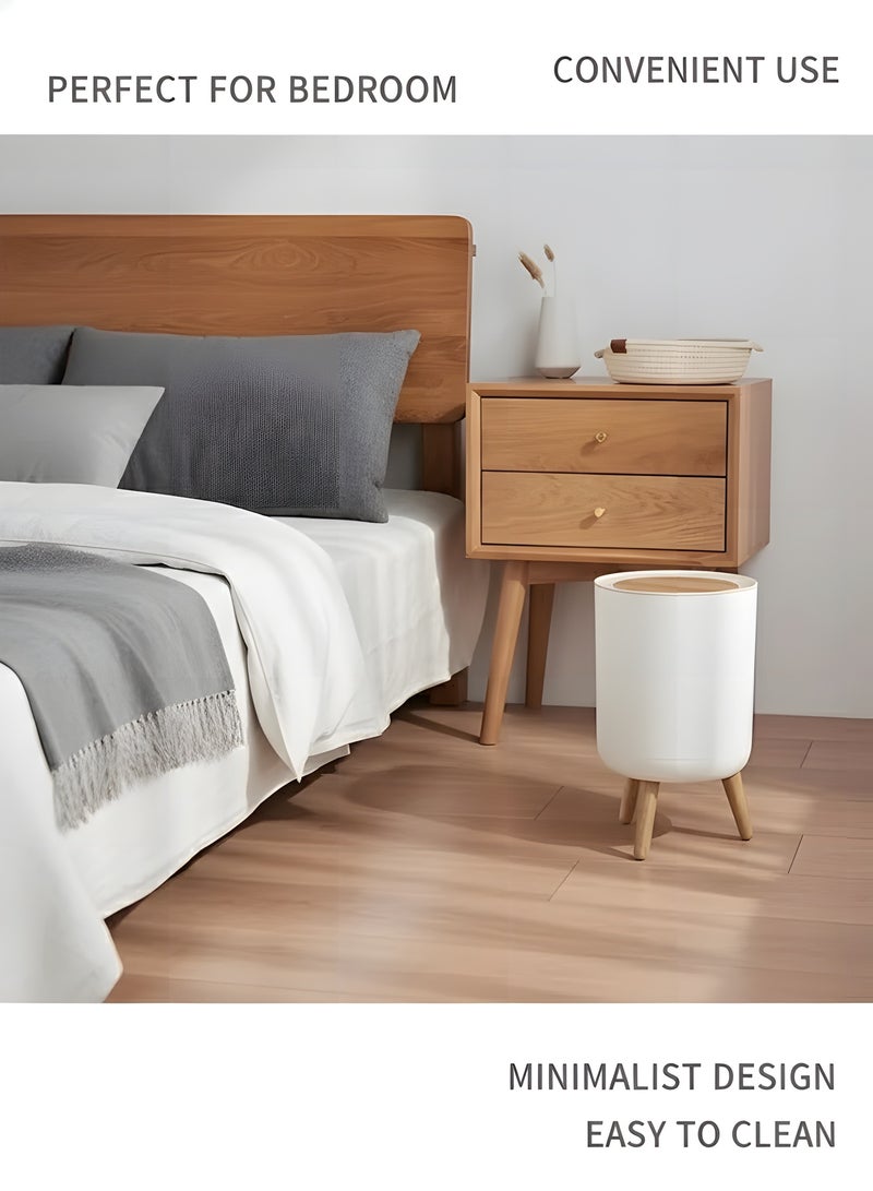 بيوينتي سلة مهملات سعة 7 لتر/1.8 جالون مع غطاء علوي مضغوط، سلة مهملات عصرية من البلاستيك مناسبة للمطبخ والحمام وغرفة النوم وغرفة المعيشة والمكتب والاماكن الخارجية، سلة مهملات مقاومة للكلاب (C) - Image 4