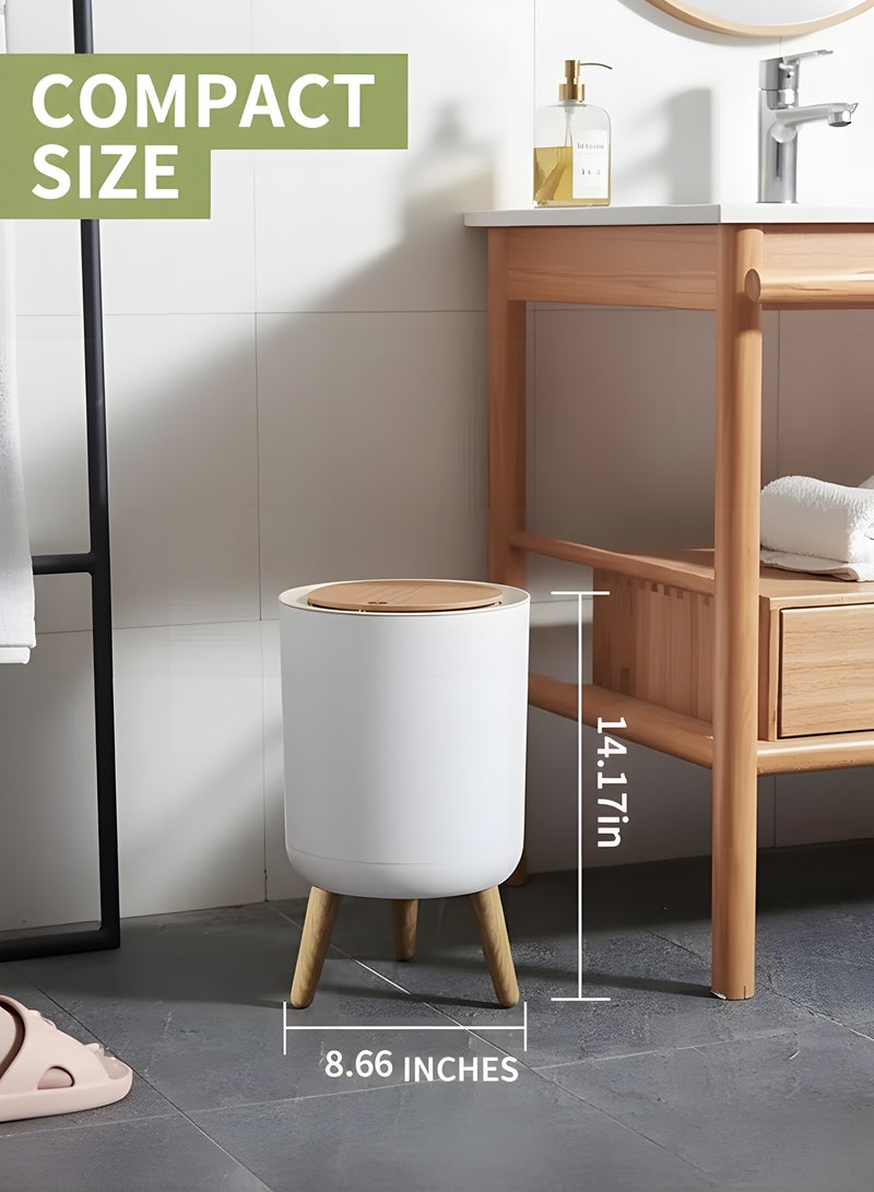 بيوينتي سلة مهملات سعة 7 لتر/1.8 جالون مع غطاء علوي مضغوط، سلة مهملات عصرية من البلاستيك مناسبة للمطبخ والحمام وغرفة النوم وغرفة المعيشة والمكتب والاماكن الخارجية، سلة مهملات مقاومة للكلاب (C) - Image 5