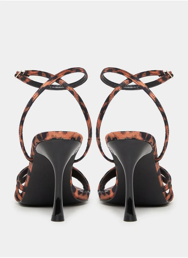 Styli Leopard Print Ankle Strap Heel Sandals