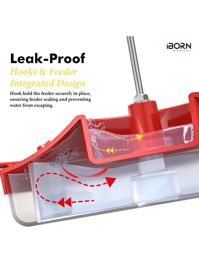 iBorn Hummingbird Feeders for Outdoors Hanging,Bee Proof Hummingbird Feeder with 14 Feeding Ports,13 OZ Saucer Humming Bird Feeders with Ant Moat,Ant Proof No Leak,Easy to Clean and Refill,2 Pack,Red - Image 3