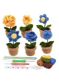 OASIS-TH Crochet Kit for Beginners 6 Pcs Potted Flowers Kit for Beginers and Experts Detailed Course Materials for Complete Beginers with Step-by-Step Video Tutorials  - Image 1