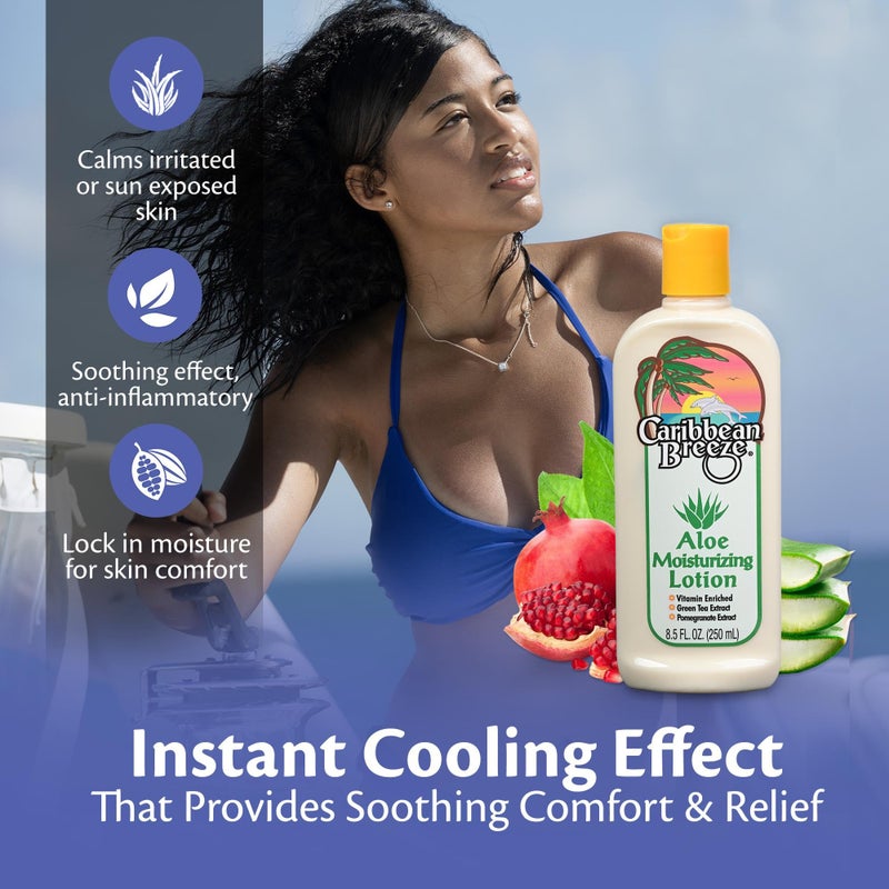 Caribbean Breeze Aloe Moisturizing Lotion, Aloe Vera Lotion for Body, Vitamin Enriched Aloe Lotion with Green Tea and Pomegranate, 8.5 oz (250 ml) - Image 3