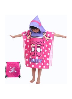 ORiTi Kids Hooded Beach Towel With Beautiful Carrying Backpack for 1-6 years Hooded Bath Towel for beach, bath and swim cover up for pool (60x60,Pink Fairy)  - Image 1