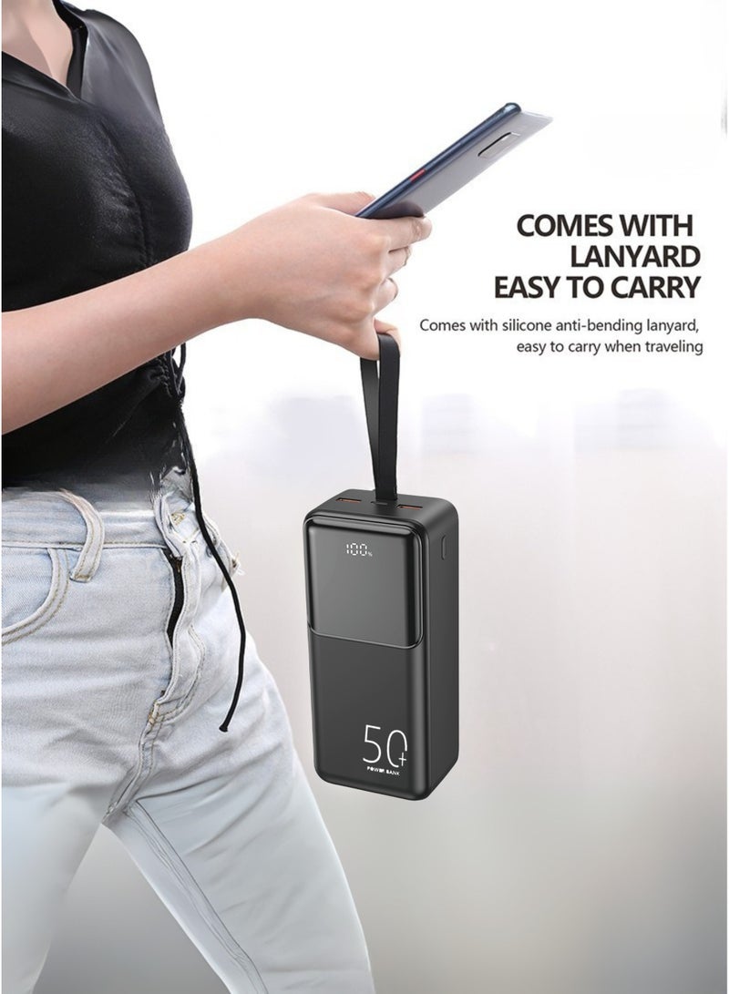 Levino 50000mAh Power Bank – 22.5W Fast Charging, 2 USB & 1 Type-C PD Port, Ideal for Outdoor, Camping & Home Use, Compatible with iPhone 15/14/13/12, Samsung Galaxy S24/S23/S22, iPad & More | Black - Image 4