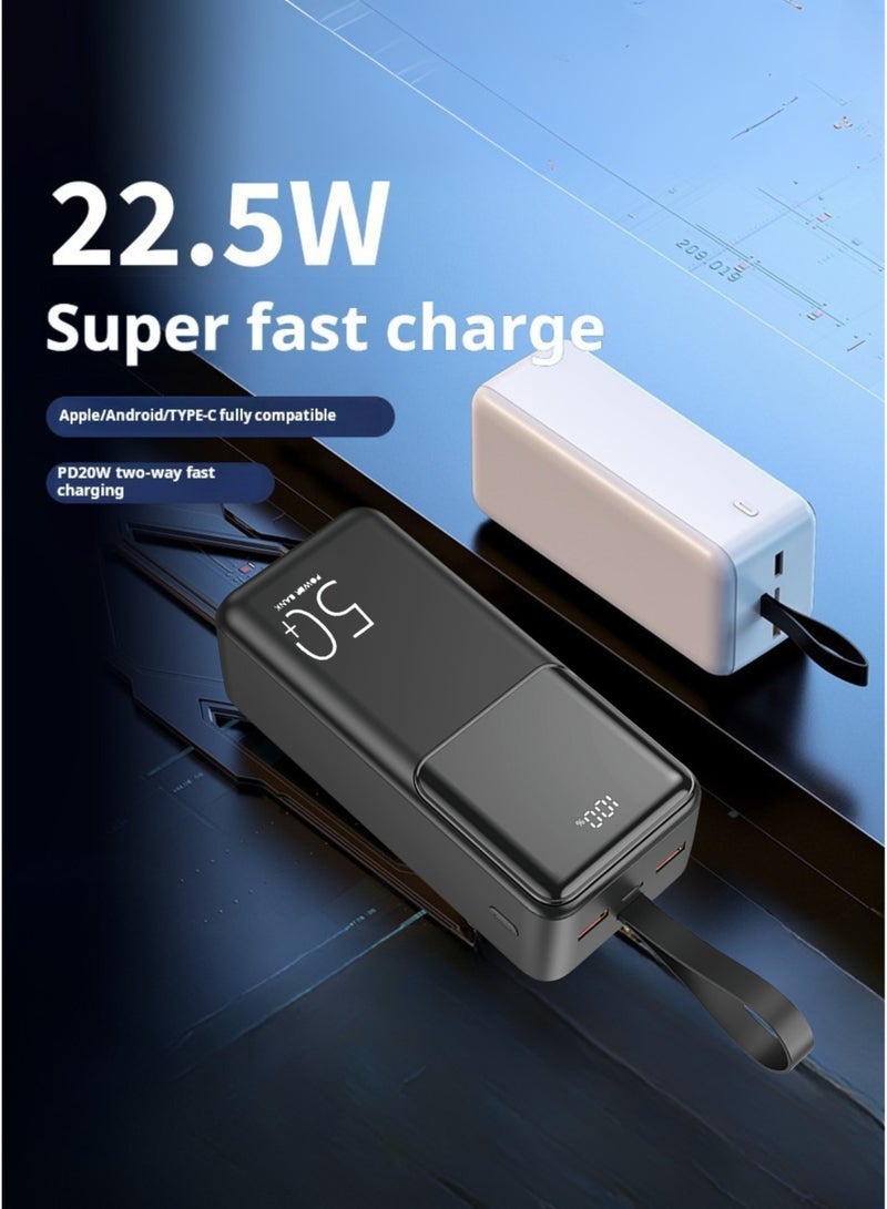 Levino 50000mAh Power Bank – 22.5W Fast Charging, 2 USB & 1 Type-C PD Port, Ideal for Outdoor, Camping & Home Use, Compatible with iPhone 15/14/13/12, Samsung Galaxy S24/S23/S22, iPad & More | Black - Image 3