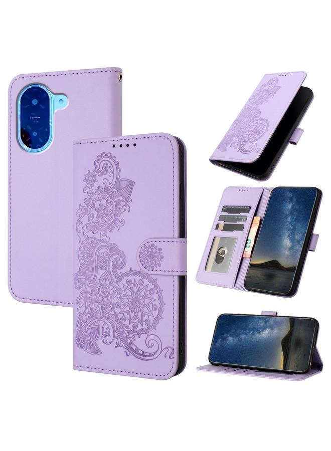 إيروريكس جراب لهاتف Redmi A5 4G، جراب هاتف جلدي قابل للطي منقوش بزهرة الداتورة - Image 1