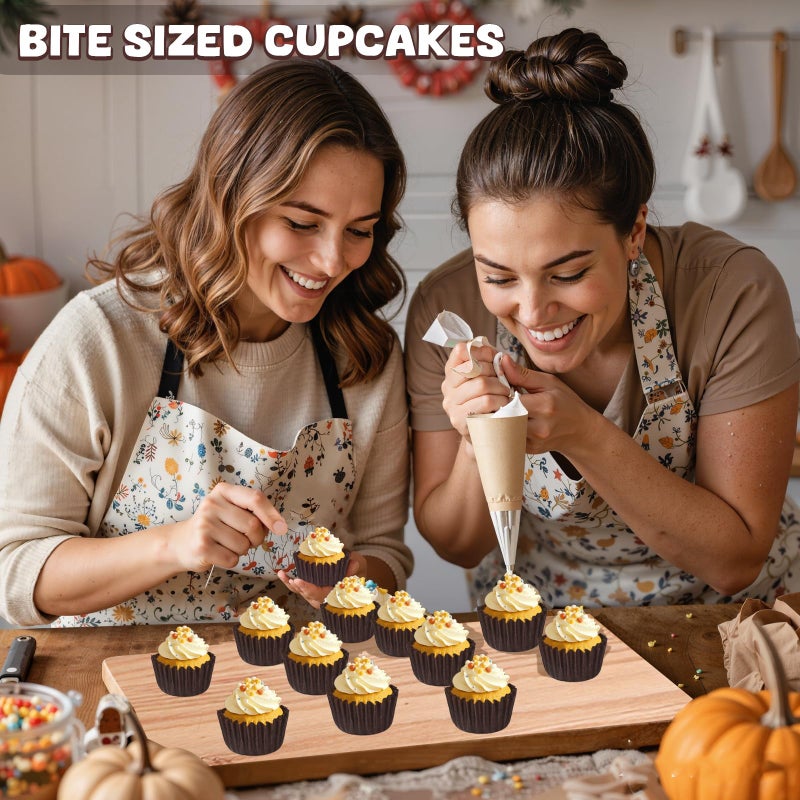 Glavatrix 1000pcs Super Mini Cupcake Liners Small Muffin Liners 1inch Candy Paper Cups Cupcake Wrapper Baking Cups for Baby Shower Wedding Birthday Party Decor, Brown - Image 4