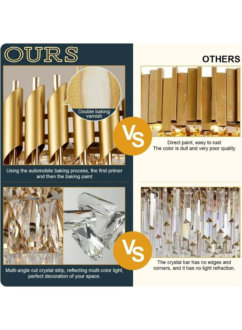 HUA QIANG WANG Modern Crystal Chandeliers 20" Gold Chandelier Round Crystal Pendant Light for Dining Room Living Room Bedroom Foyer - Image 5