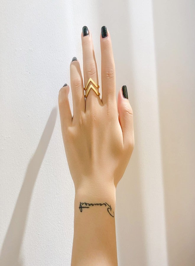 VNOX Chevron Thumb Rings for Women - 18k Gold Plated Womens Stainless Steel Ring Stackable Double Wave Boho Middle Finger Ring Band Size 7，Fashion Jewelry - Image 5