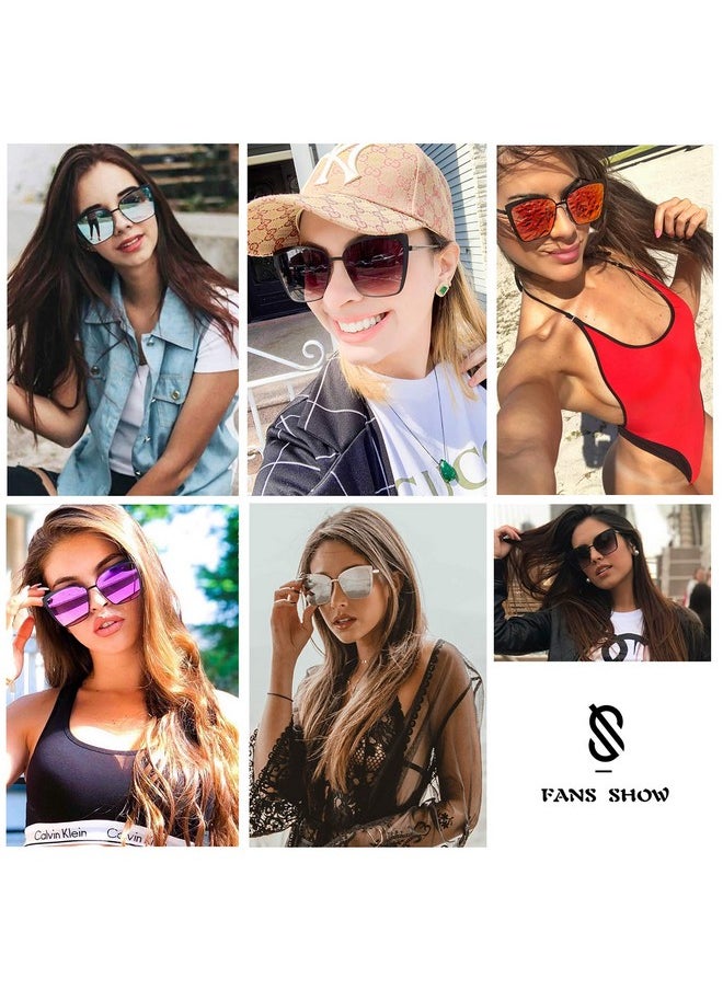 Sojos Cateye Sunglasses For Women Fashion Mirrored Lens Metal Frame Sj1086 With Matte Black Frame/Gradient Blue Mirrored Lens  - Image 2