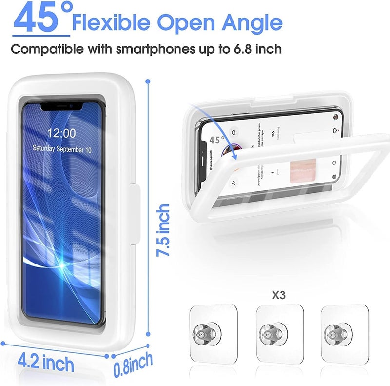 LC-dolida Shower Phone Holder Waterproof, 480Â° Rotatable Adjustable Bathroom Wall Phone Mount Stand, Anti-Fog High Sensitivity iPhone Case, Anti Fog Case Bathroom Accessories for 4-7'' Cellphones - Image 5