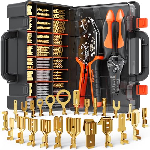 SOMELINE Wire Terminal Crimping Tool Kit,2.8/3.9/4.8/6.3mm Male Female Disconnect Terminals,AWG 24-14 Crimping Pliers for Molex 2.13/2.36mm, AMP - TE CONNECTIVITY Connectors - Image 1
