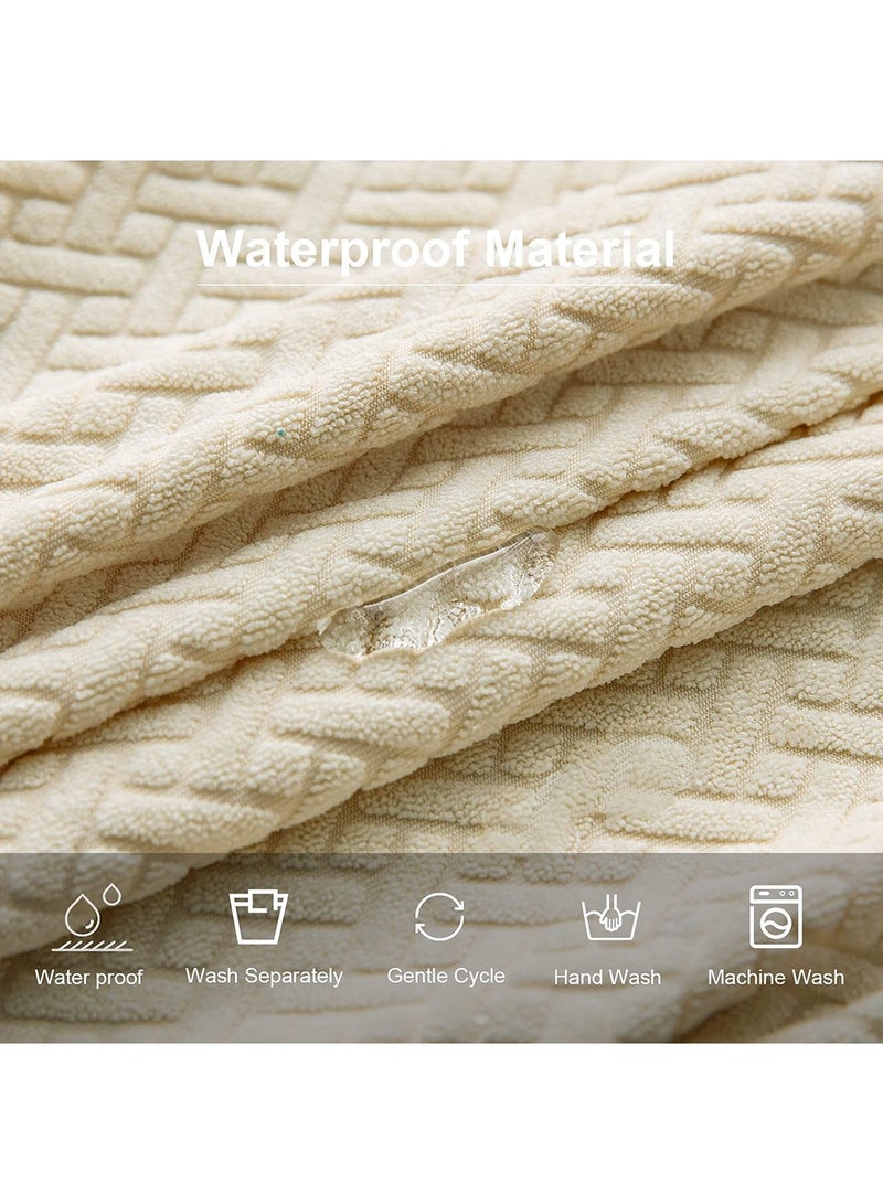 ممون مجموعة من 4 أغطية كراسي لغرفة الطعام، أغطية مرنة لكراسي بارسونز للمطبخ، لون بيج - Image 5