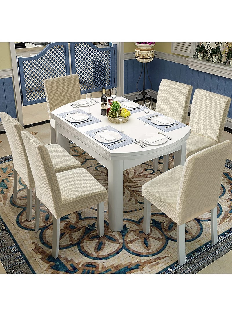 ممون مجموعة من 4 أغطية كراسي لغرفة الطعام، أغطية مرنة لكراسي بارسونز للمطبخ، لون بيج - Image 2