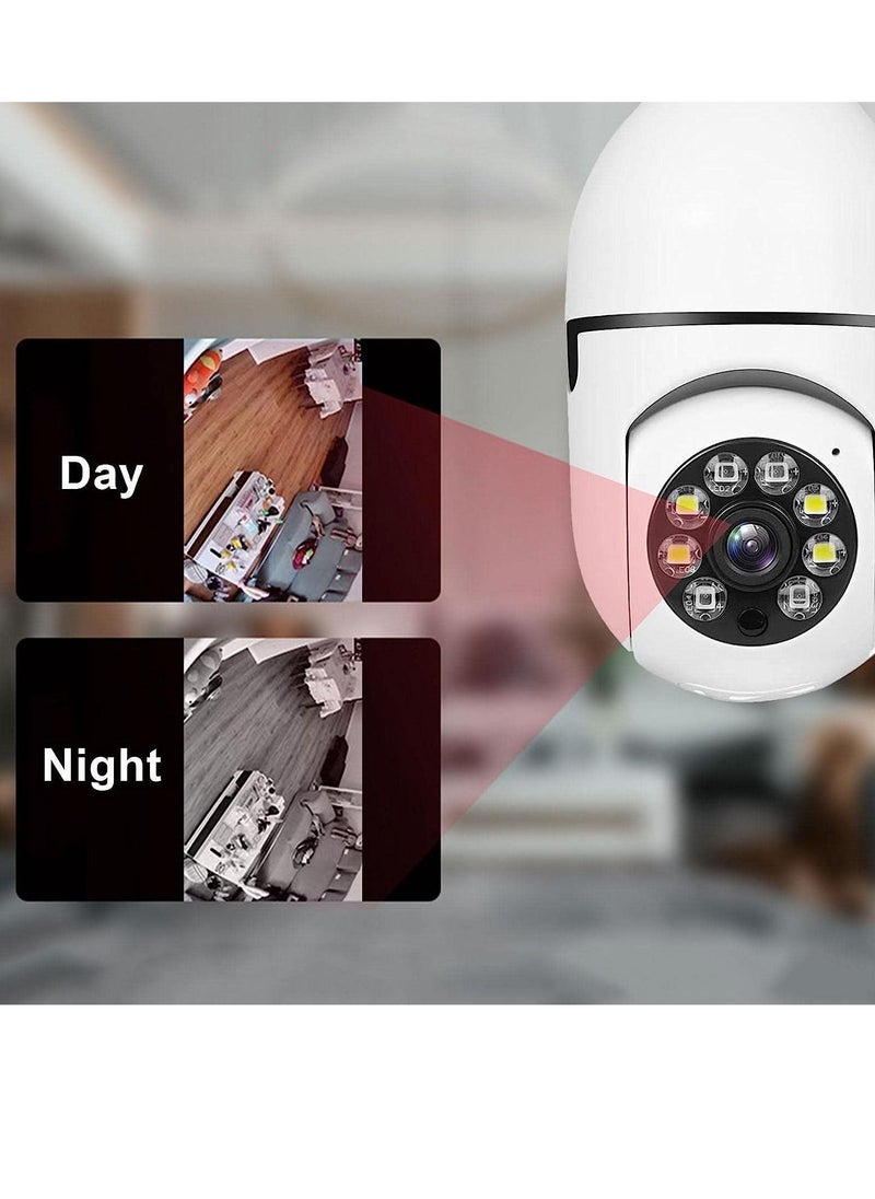 Generic - Bulb Camera 1080P, Night Vision IP Camera, PTZ Camera, 4X Digital Zoom Monitor, Home Security System, WiFi Camera Full Color - Image 1