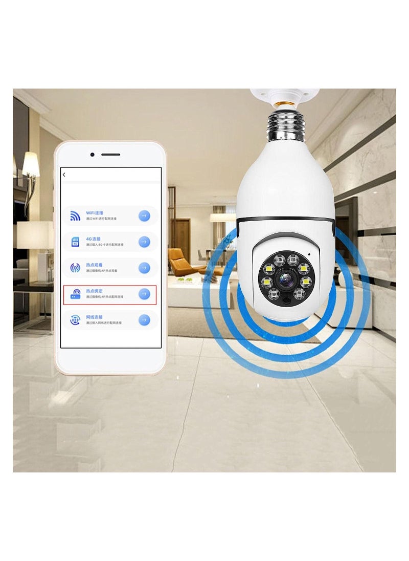 Generic - Bulb Camera 1080P, Night Vision IP Camera, PTZ Camera, 4X Digital Zoom Monitor, Home Security System, WiFi Camera Full Color - Image 1
