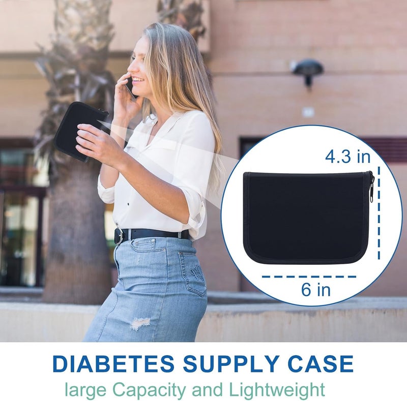 HYRAINBOW Supply Case, Diabetic Organizer Carrying Case Kit, Portable Diabetes Testing Kit Case, Blood Glucose Meter Storage Bag - Image 5