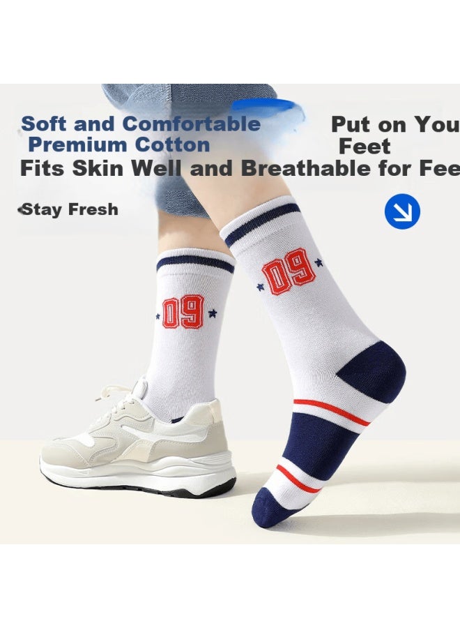 LANG SHA Langsha Children's Socks Youth Boys Four Seasons Cotton Socks High School Student Boys Socks 5 Pairs Pack - Image 5