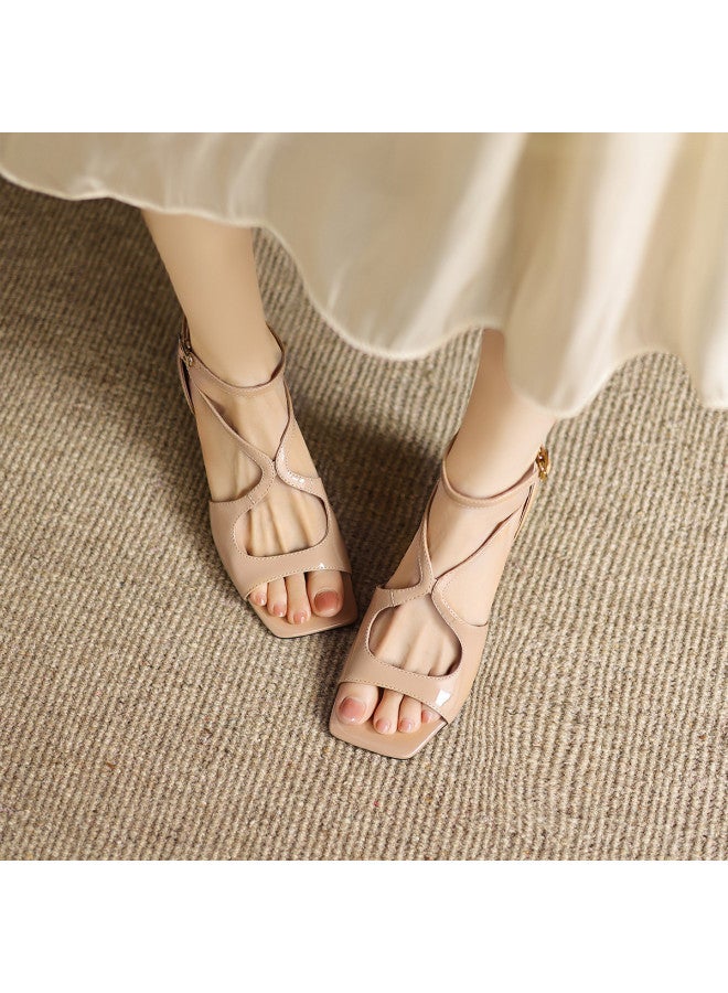 AME Large Size Foot-wrapping Sandals Women 2025 New Style, Feminine Cross-strap High Heels And Elegant - Image 3
