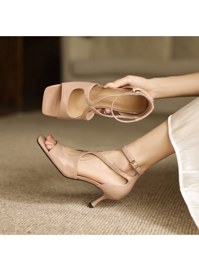 AME Large Size Foot-wrapping Sandals Women 2025 New Style, Feminine Cross-strap High Heels And Elegant - Image 5