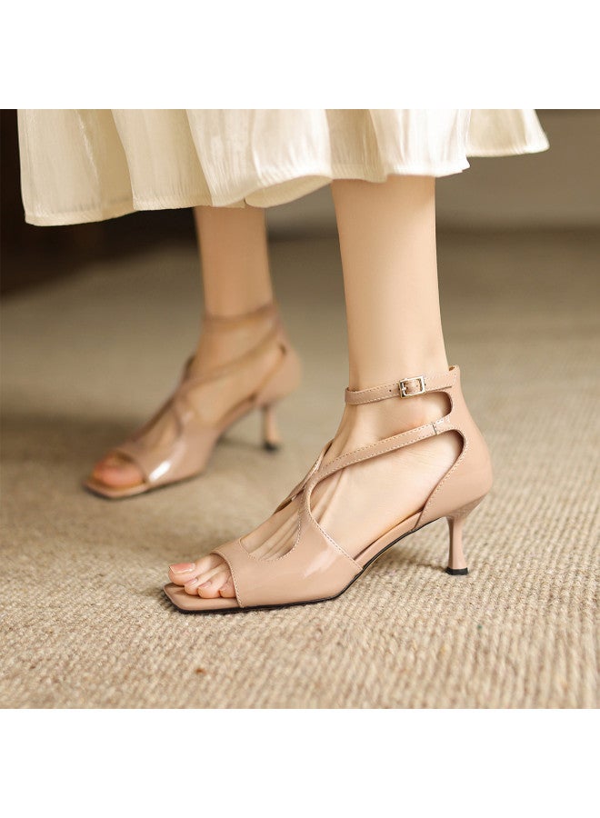 AME Large Size Foot-wrapping Sandals Women 2025 New Style, Feminine Cross-strap High Heels And Elegant - Image 2