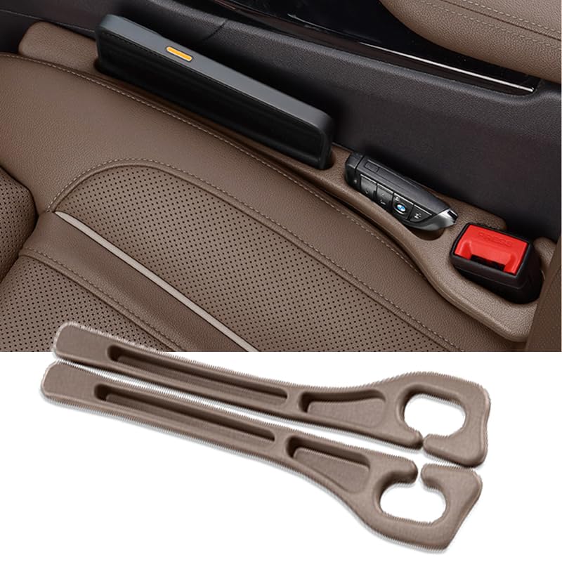 Mtverver Car Seat Gap Filler 2 Pack, Universal Fit PU Leather Car Seat Gap Plug to Fill The Gap Between Seat and Console, Car Seat Crevice Blocker Stop Things from Dropping (Brown) - Image 1