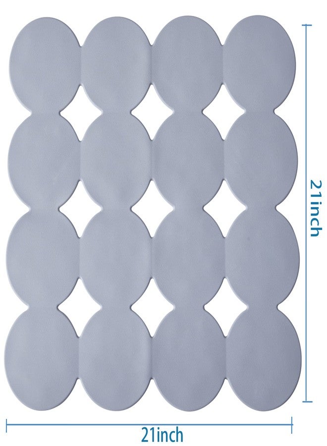 Webos Square Shower Mat Nonslip - Rubber Bathtub Mat with Suction Cups for Inside Shower Bathroom Floor (Grey, 21X21”) - Image 2