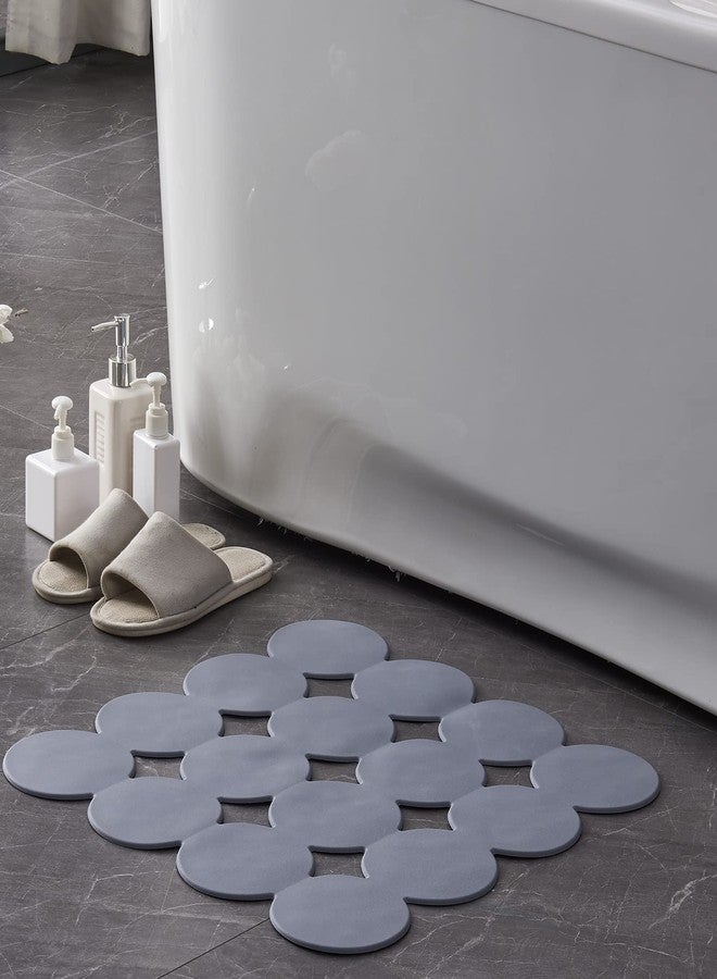 Webos Square Shower Mat Nonslip - Rubber Bathtub Mat with Suction Cups for Inside Shower Bathroom Floor (Grey, 21X21”) - Image 4
