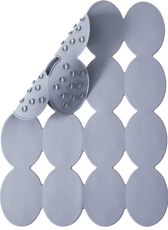 Webos Square Shower Mat Nonslip - Rubber Bathtub Mat with Suction Cups for Inside Shower Bathroom Floor (Grey, 21X21”) - Image 1
