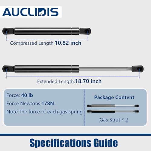 AUCLIDIS C16-20651 C16-33313 18 inch 40lb/178N Gas Strut Shock Spring Lift Support for Leer Camper Shell Truck Topper Cap Canopy Door Windows Toolbox Snugtop Replacement Parts, C1620651, Set of 2 by AUCLIDIS - Image 3