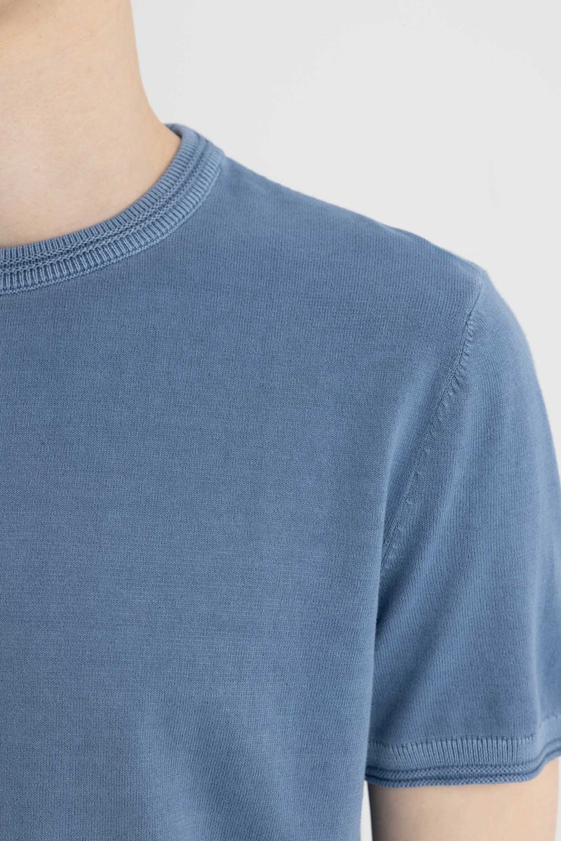 DeFacto Blue Man Standard Fit Short Sleeve Knit Polo Shirt Casual - Image 4