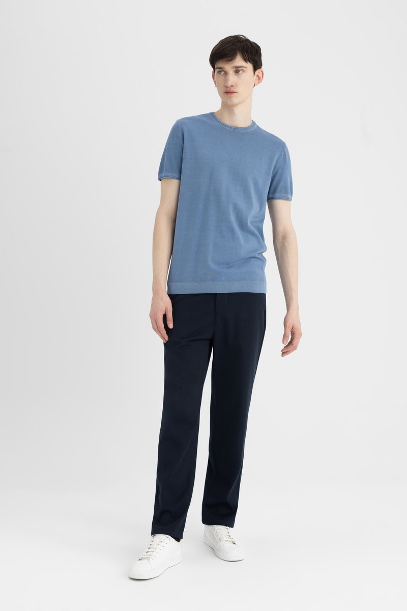 DeFacto Blue Man Standard Fit Short Sleeve Knit Polo Shirt Casual - Image 2