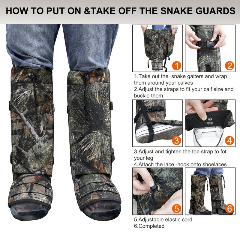 MDSTOP Snake Gaiters, Waterproof Snake Guards, Adjustable Snake Bite Protection for Lower Legs, Snake Chaps for Men & Women, Snake Proof Gaiters for Hunting,Hiking, Fishing, Farm Working - Image 3