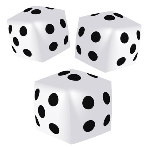 Mototo 3 Pieces Jumbo Inflatable Dice 197 Inch Giant Inflatable Dice Multicolor Large Fun Game Tools for Indoor Outdoor Lawn Swimming Pool Party Board Game White - Image 1
