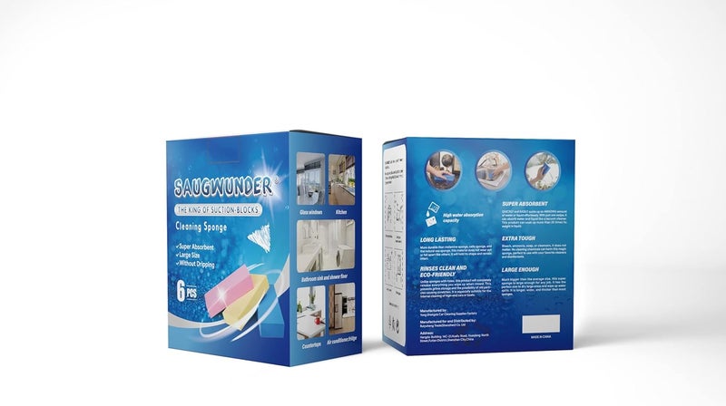 SAUGWUNDER Super Absorbent Sponge Durable Stuff PVA Sponge Box High Water Absorbability Use in Car Boat Kayak After Shower Pick up Liquid Like Vacuum Cleaning Supplies (6 Blue Suction Sponges/Saver Pack) - Image 2