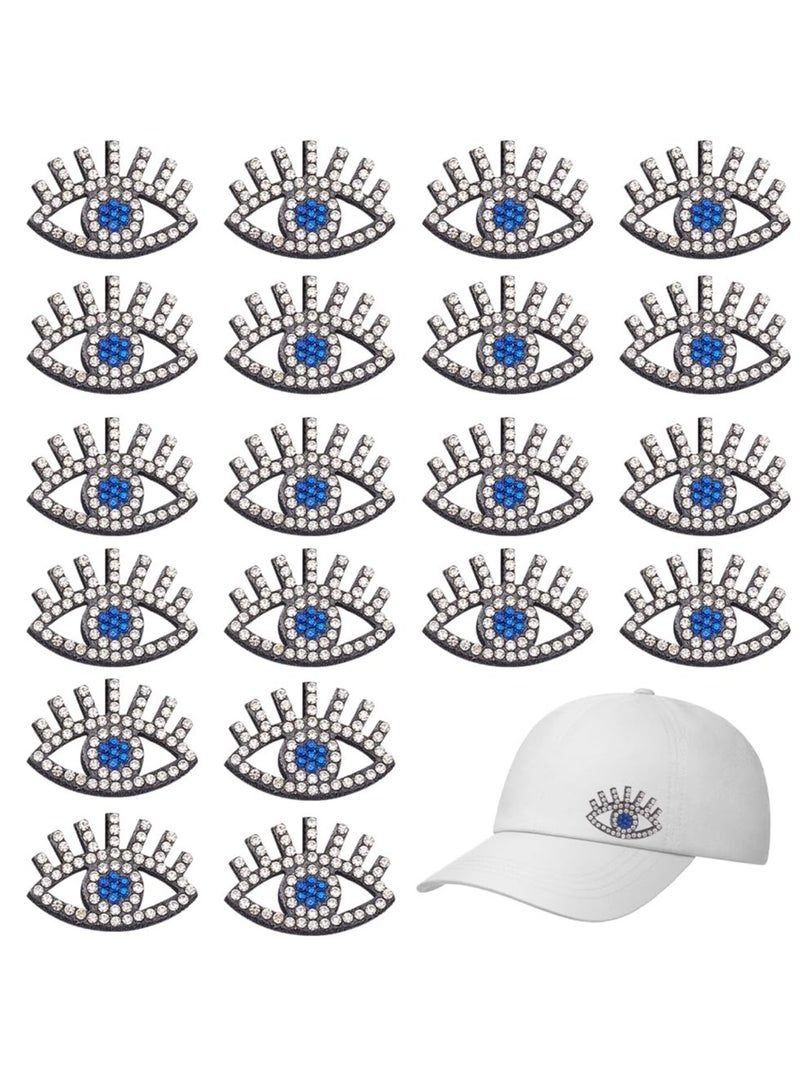 SYOSI 20 Pcs Evil Eye Embroidered Applique Patches Bling Rhinestone Beaded Patches Sew on Sparkling Eye Repair Patch DIY Craft Accessories Gifts for Clothing Jacket Jeans Backpack Hat  - Image 1