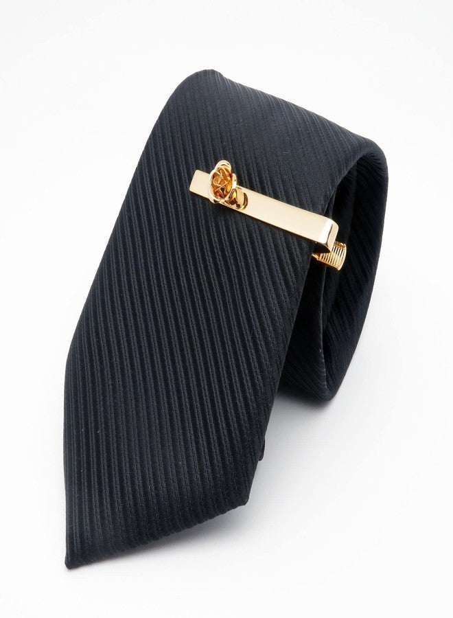 Jonwo Rose Flower Cufflinks and Tie Pin Set Regular Necktie Tie Clip Tie Bar Men Cufflinks for Wedding Business Shirt Tie (14K Gold Plated Cufflinks Tie Pin Set) - Image 3