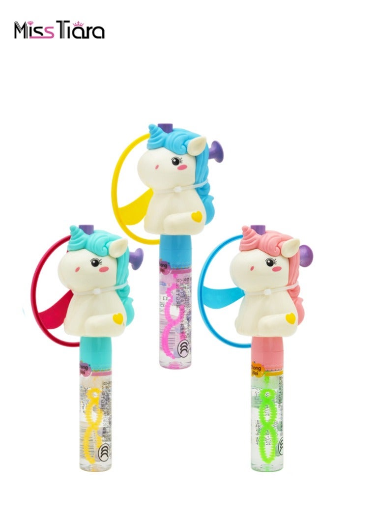 MissTiara 3 Pcs Handheld Pull String Unicorn Flying Saucer Bubble Wand Toy Bubble Water Toy Party Favors for Kids Bubble Wands Toy, Party Favors, Goodie Bags Fillers, Birthday Day Gifts and Prize - Image 5