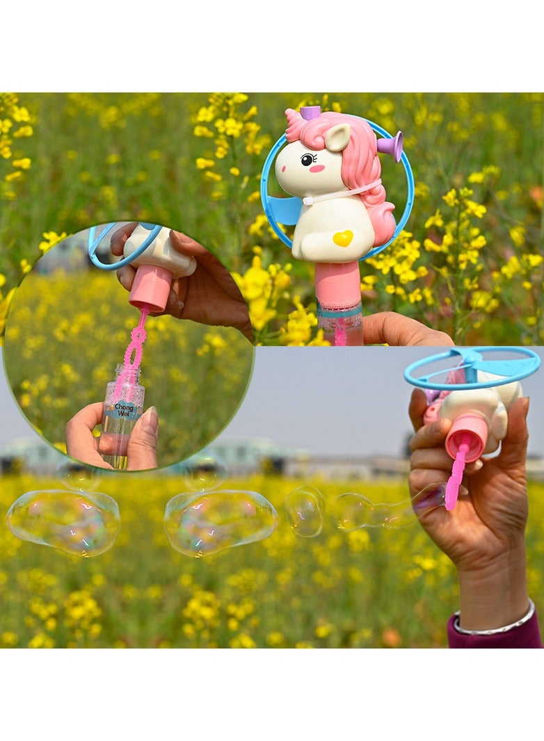 MissTiara 3 Pcs Handheld Pull String Unicorn Flying Saucer Bubble Wand Toy Bubble Water Toy Party Favors for Kids Bubble Wands Toy, Party Favors, Goodie Bags Fillers, Birthday Day Gifts and Prize - Image 2