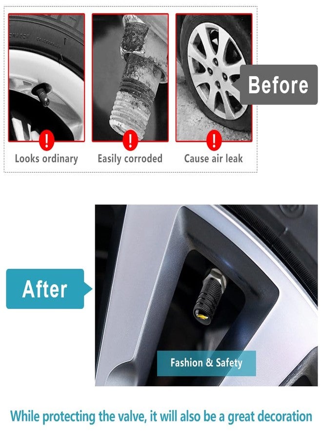 BFIVEANTE Tire Valve Stem Caps for Chevrolet Metal Car Wheel Air caps Auto Valve Stem Caps Accessories 4 Pcs Black - Image 4