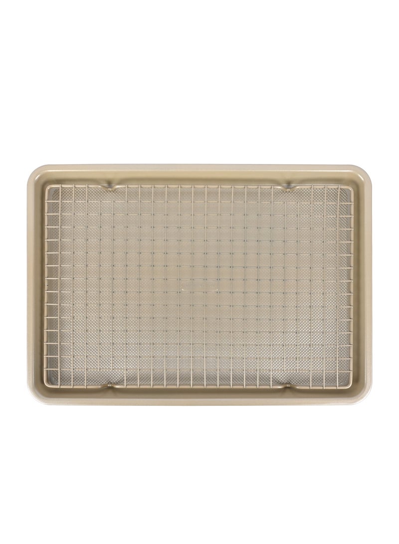 Ollieroo 3 Pcs Bakeware Set with Cooling Rack Set – Versatile Oven Pan and Rack Combo for Baking, Roasting, and Cooling - Size 42.5*28*1.7 - 37.7*25.5*1.5cm - Image 2