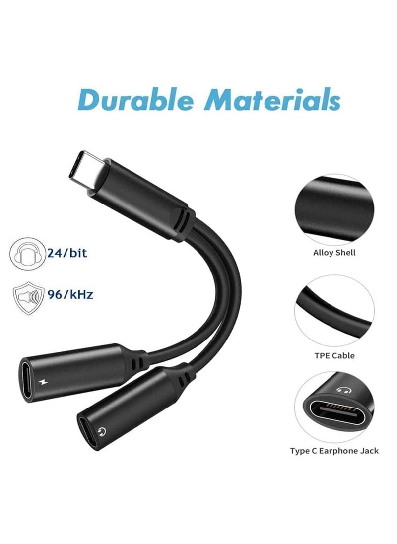 TIGER USB Type C to Dual USB C Female Audio Adapter & Charger Splitter – 2-in-1 Headphone & Charging Aux Cable for Samsung Galaxy S24/S24+/S24 Ultra/S23/S23+/S23 Ultra/S22 Ultra/S22+/S22 – Fast Charging, High-Quality Sound - Image 4