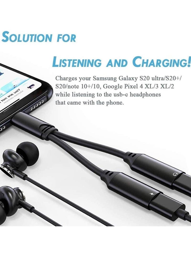 TIGER USB Type C to Dual USB C Female Audio Adapter & Charger Splitter – 2-in-1 Headphone & Charging Aux Cable for Samsung Galaxy S24/S24+/S24 Ultra/S23/S23+/S23 Ultra/S22 Ultra/S22+/S22 – Fast Charging, High-Quality Sound - Image 3