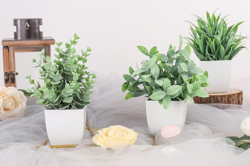 Der Rose 6 Pack Fake Plants Small Artificial Plants Faux Plants Indoor for Home Bathroom Bedroom Living Room Classroom Decor - Image 4