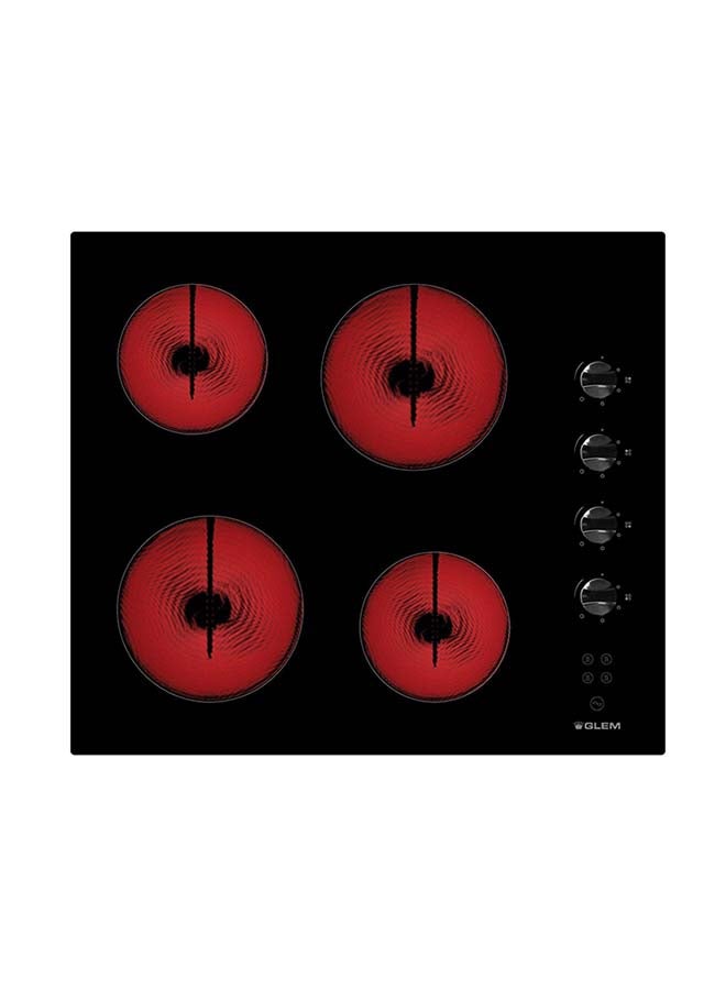 GLEMGAS Built In Ceramic Hob 58CM 4 HighLight Zones 6 Power Levels Side Knobs Controls - Image 1