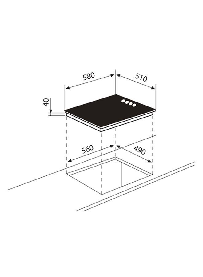GLEMGAS Built In Ceramic Hob 58CM 4 HighLight Zones 6 Power Levels Side Knobs Controls - Image 4