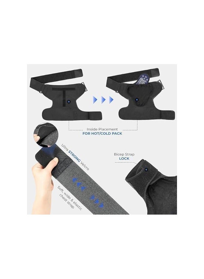 Beauenty Shoulder Brace for Men Both Left and Right Arm | Pain Relief Torn Rotator Cuff Compression Support Sleeve Dislocation Stability Immobilizer Stabilizer Bursitis Injury (L) - Image 2