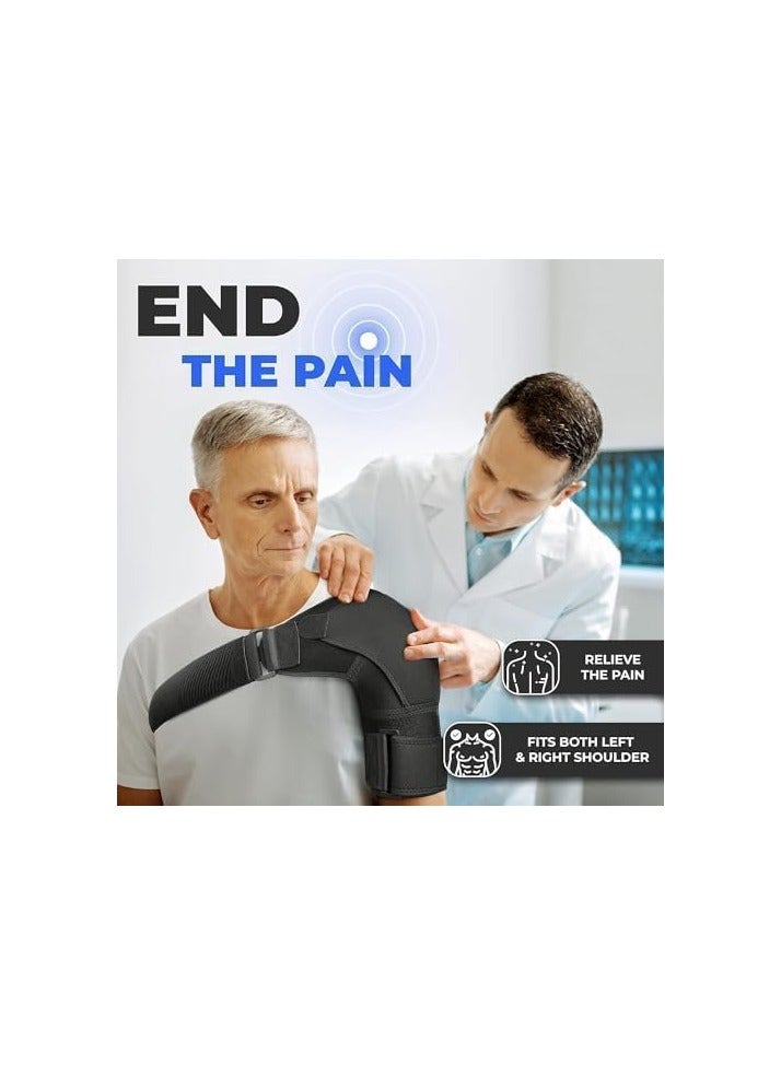 Beauenty Shoulder Brace for Men Both Left and Right Arm | Pain Relief Torn Rotator Cuff Compression Support Sleeve Dislocation Stability Immobilizer Stabilizer Bursitis Injury (L) - Image 3